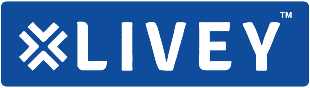 Livey logo on a blue background